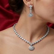 Premium 925 Silver Necklace & Earrings Set for Women